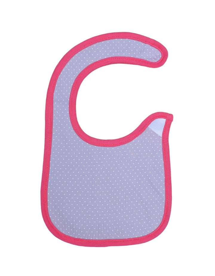 Bib Gray Polka with White Polka Dots and Coral Border