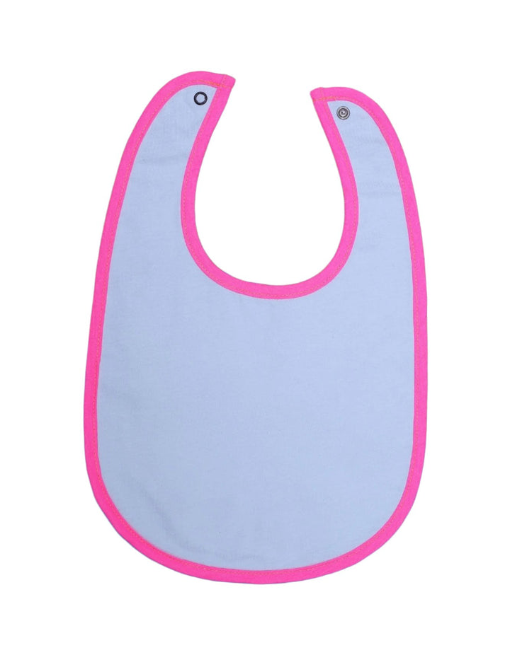 Bib Blue with Pink Border