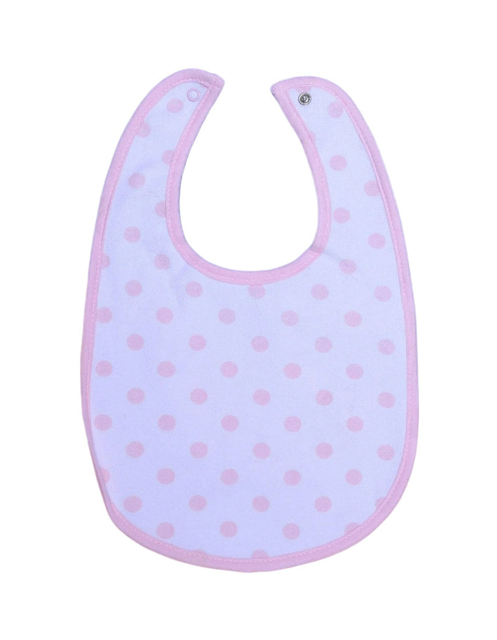 Zubaida's Bib White with Pink Polka Dots and Border