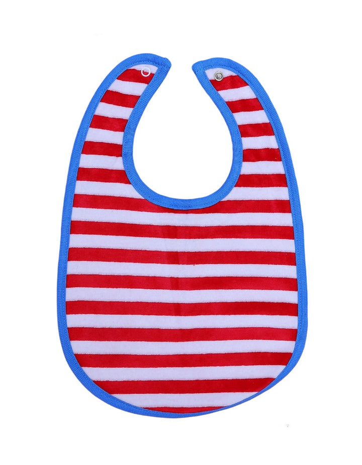 Zubaida's Bib Blue & Red with White Stripes