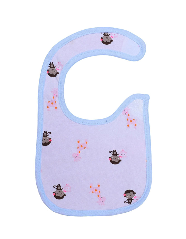 Bib Blue with Printed Monkey and Giraffe