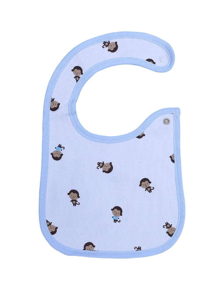 Bib Blue & White with Monkeys Theme