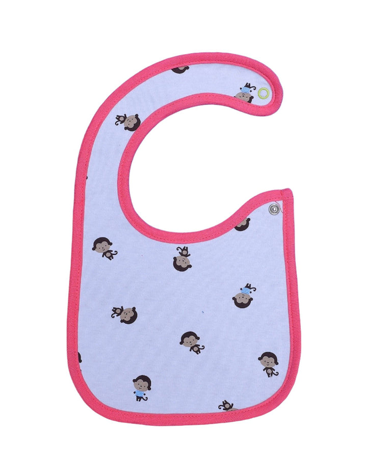 Bib Pink & White with Monkeys Theme