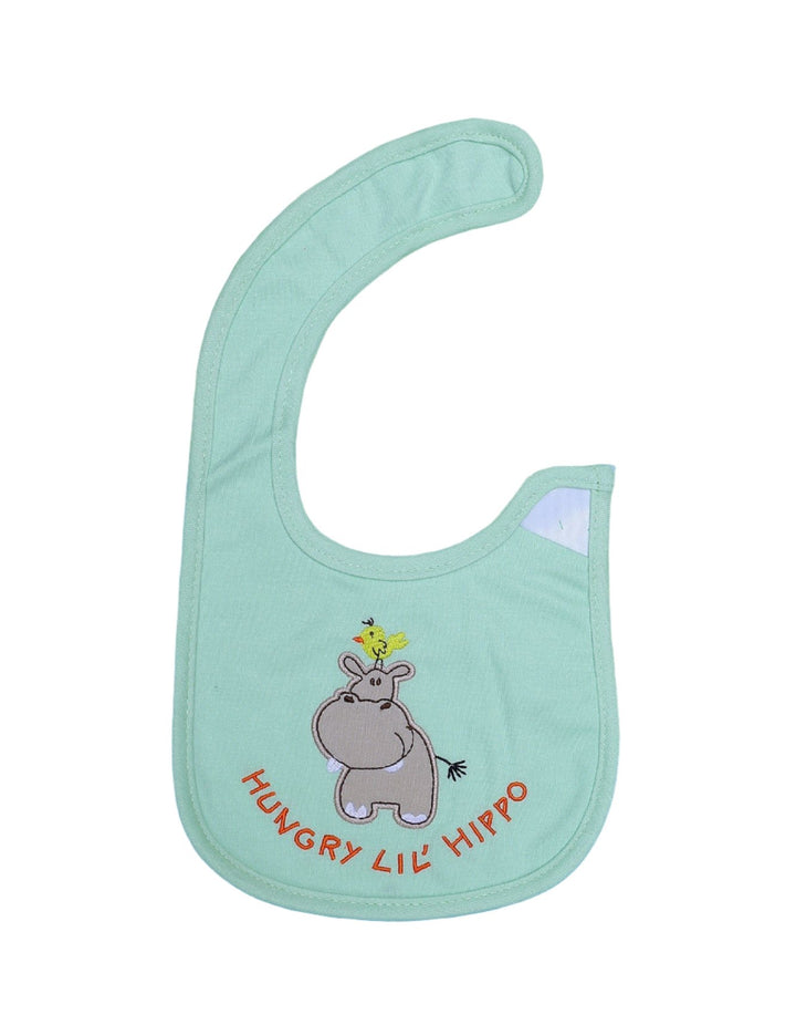 Zubaida's Bib Light Green with Embriodered Hippo