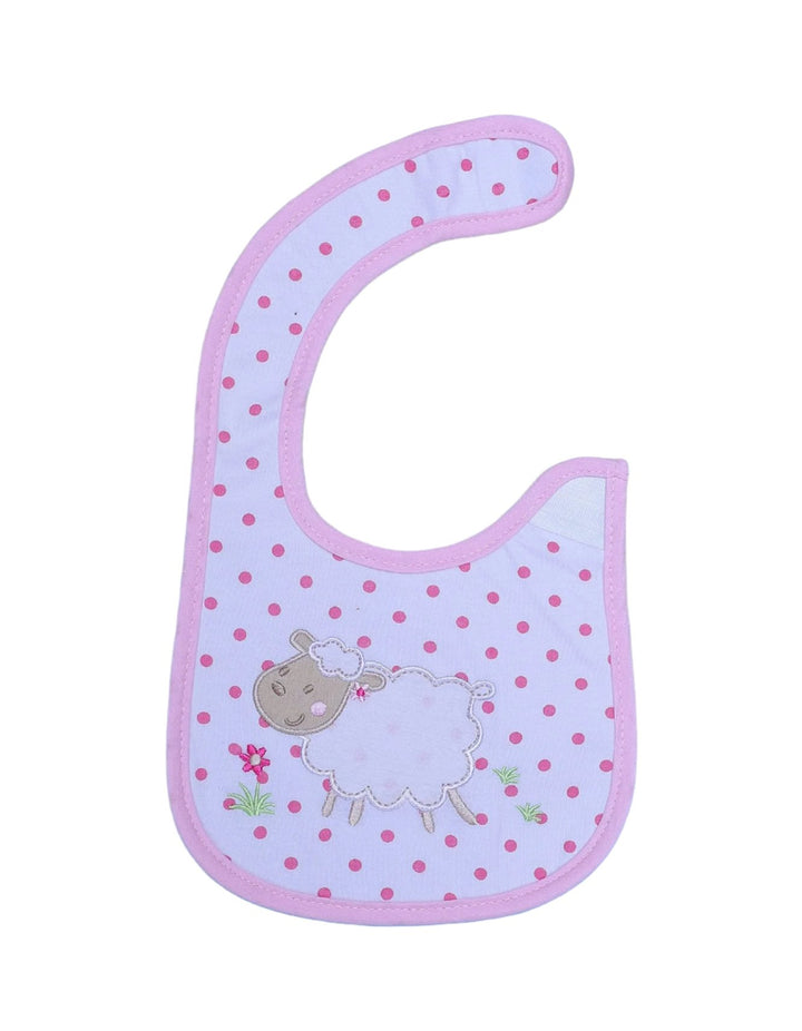 Bib Pink Polka Dots with Embriodered Sheep