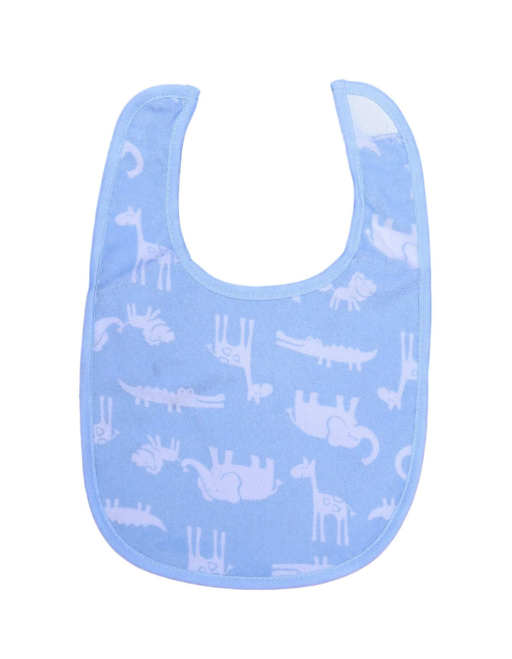 Zubaida's Bib Blue with White Printed Animal Theme