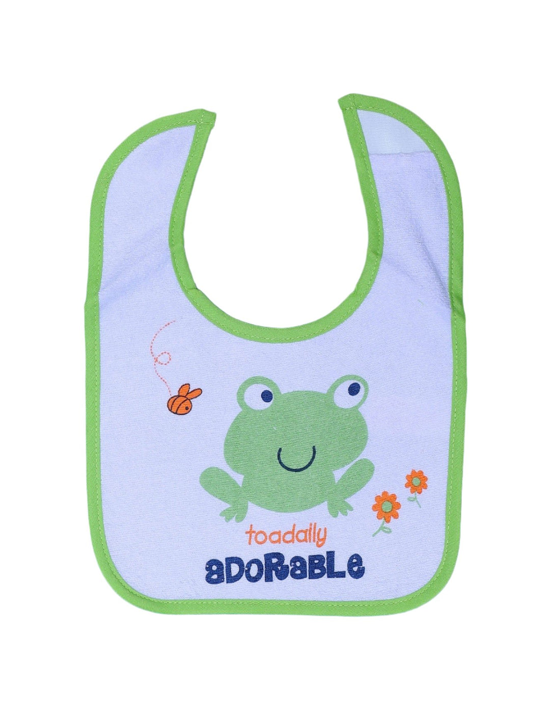 Bib White with Green Frog and Green Border