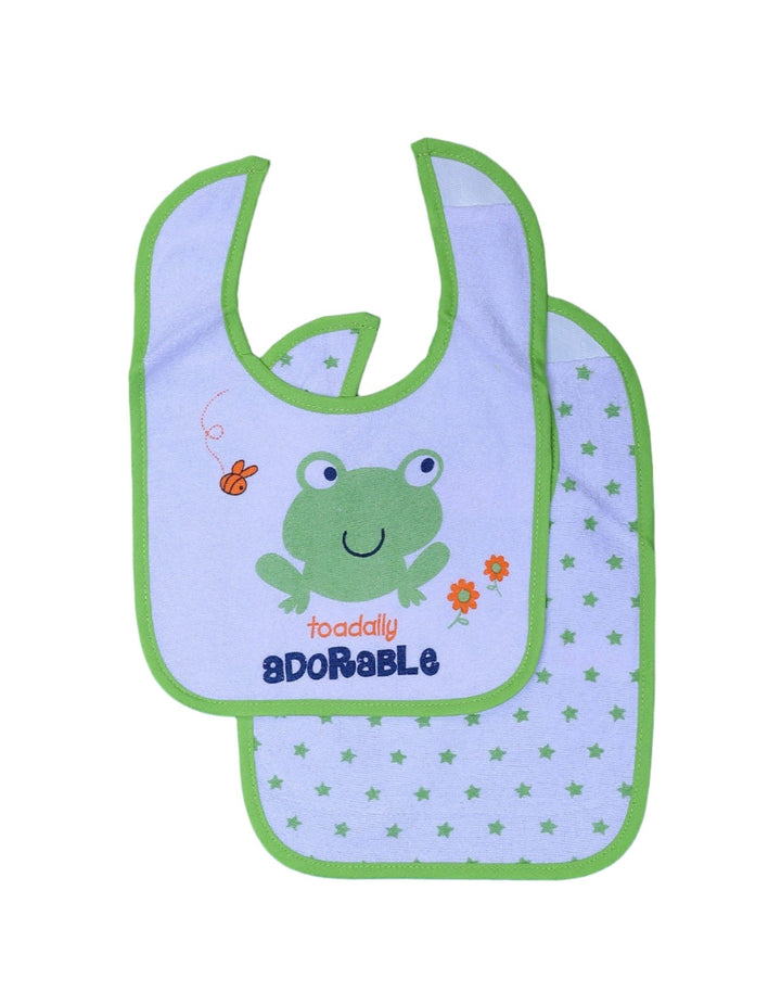 Zubaida's Bib White with Green Frog and Green Border