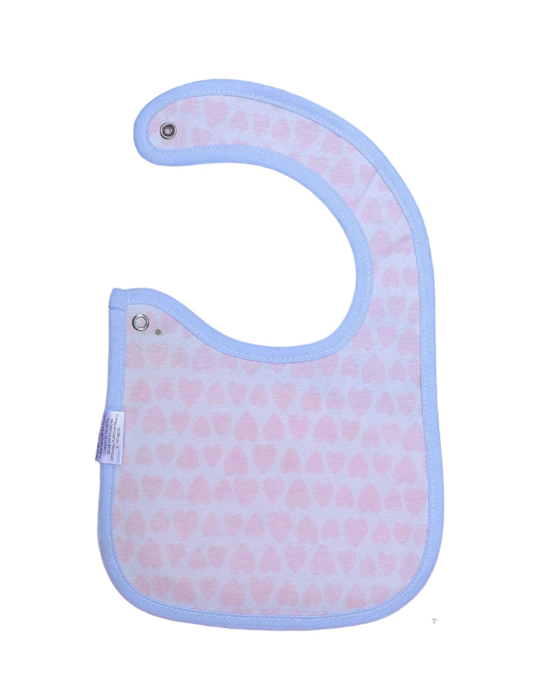 Bib White with Pink Polka Dot and Blue Border