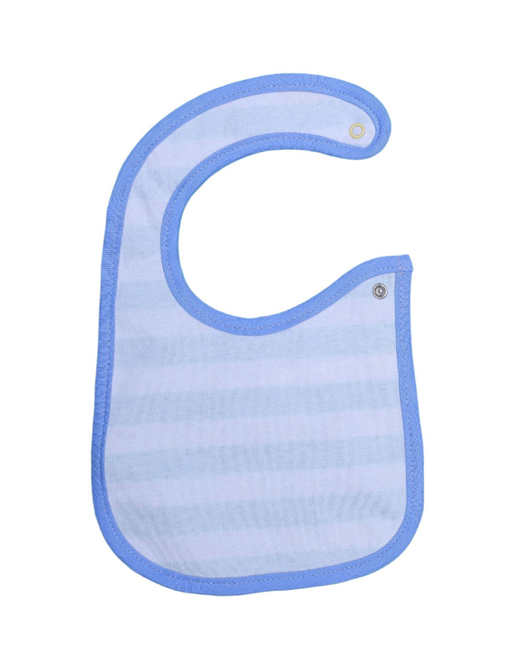 Bib Whie with Grey Stripes and Blue Border