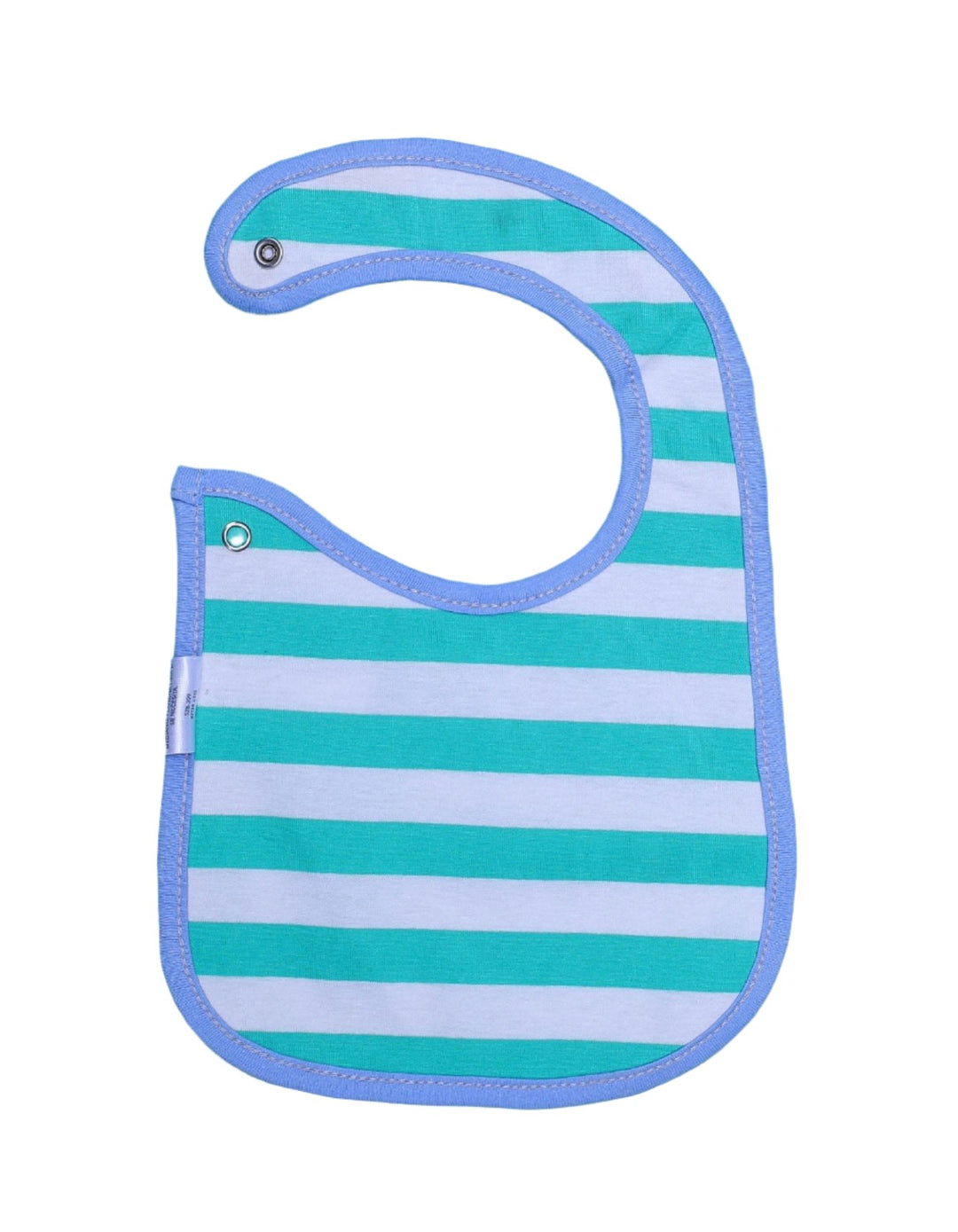 Bib Whie with Grey Stripes and Blue Border