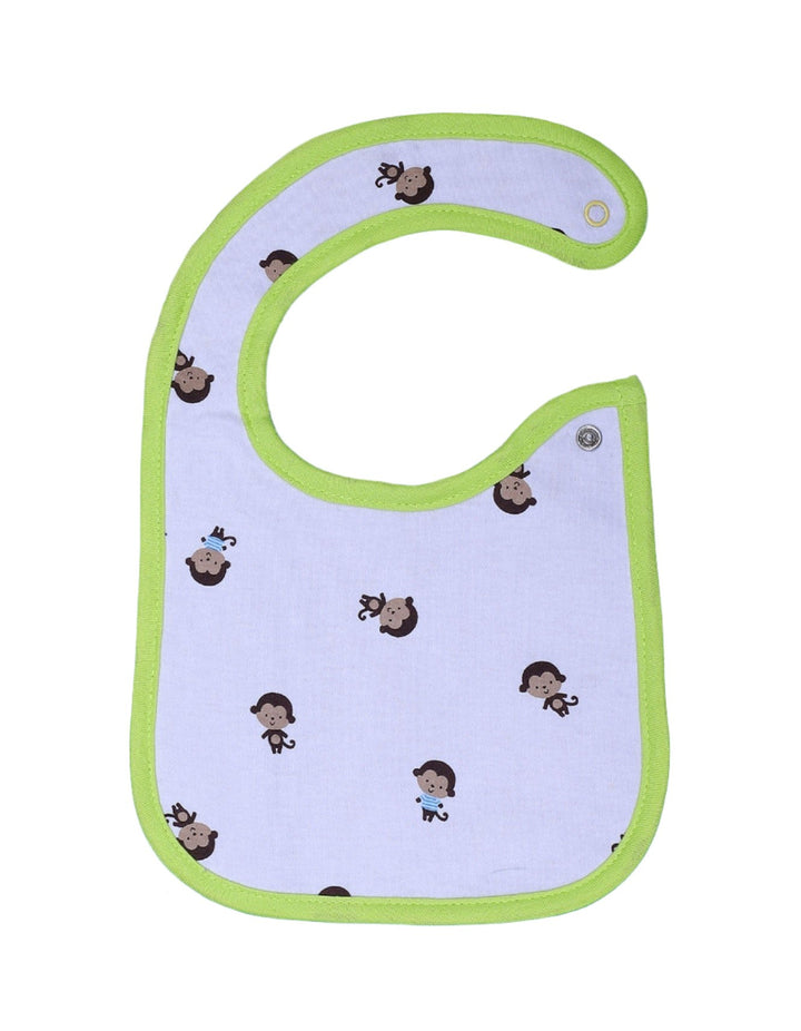 Bib White & Neon Green with Monkeys Theme