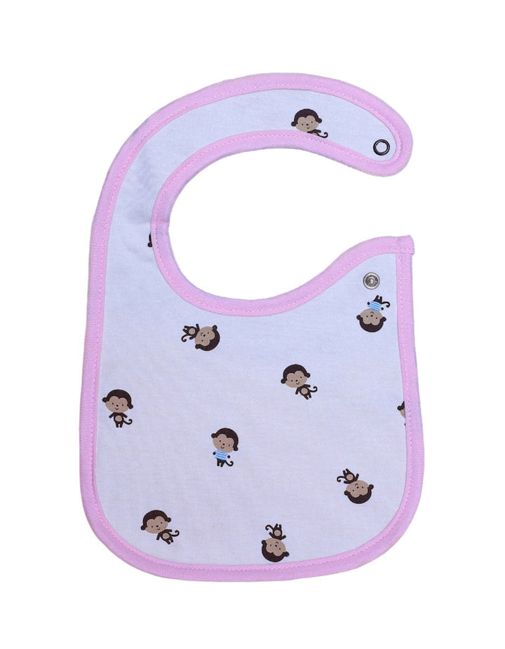 Bib White & Pink with Monkeys Theme