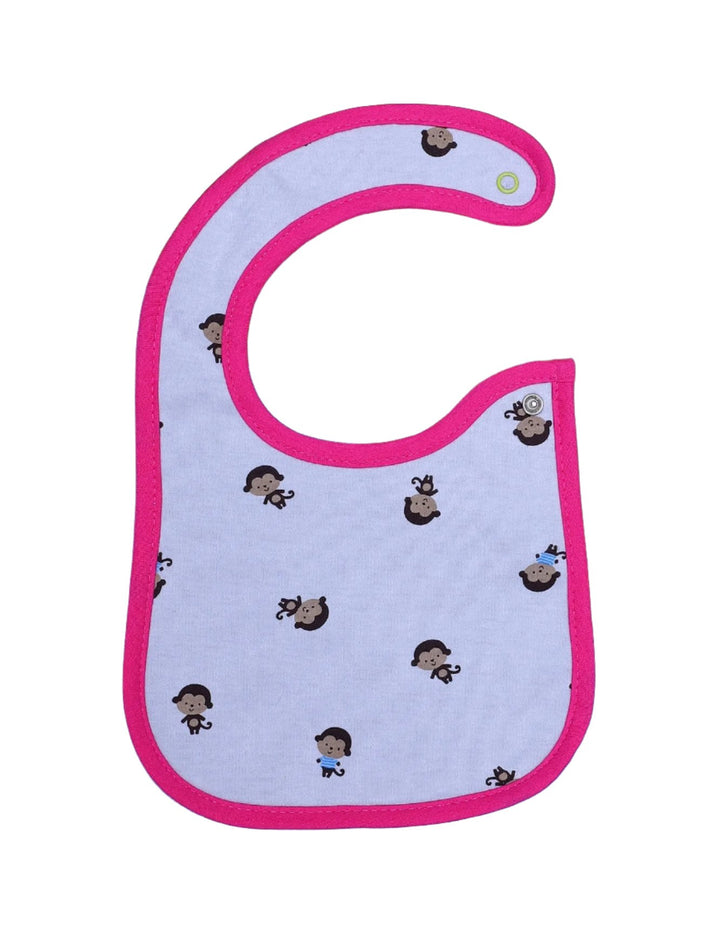 Bib White & Pink with Monkeys Theme