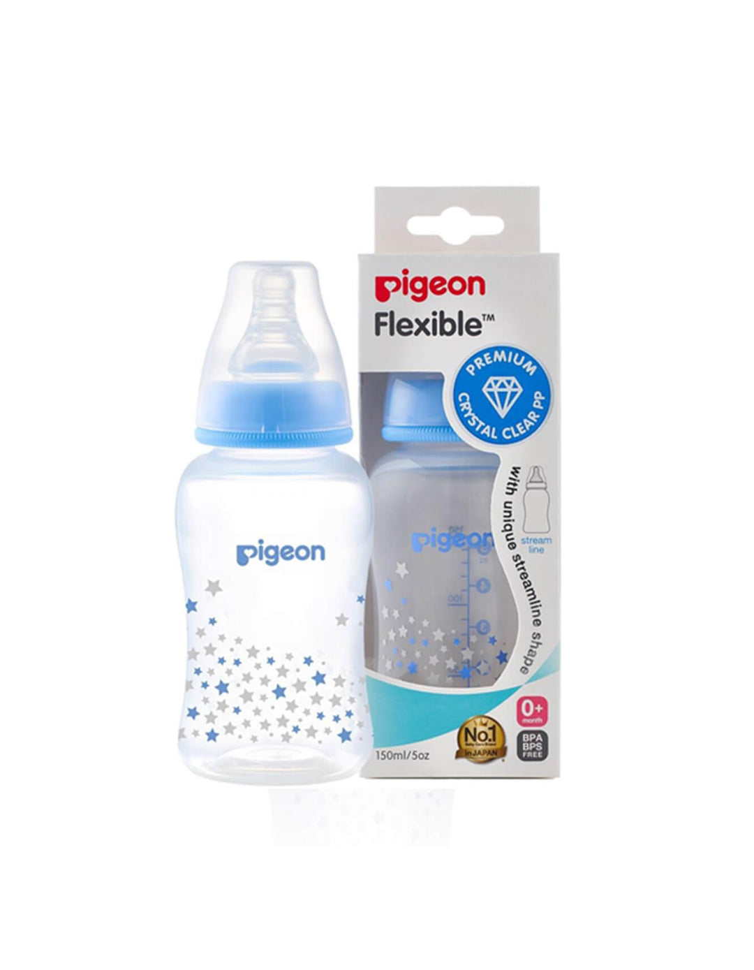 Pigeon Standard Neck Pp Printed Bottle 150 Ml, Blue - A78282