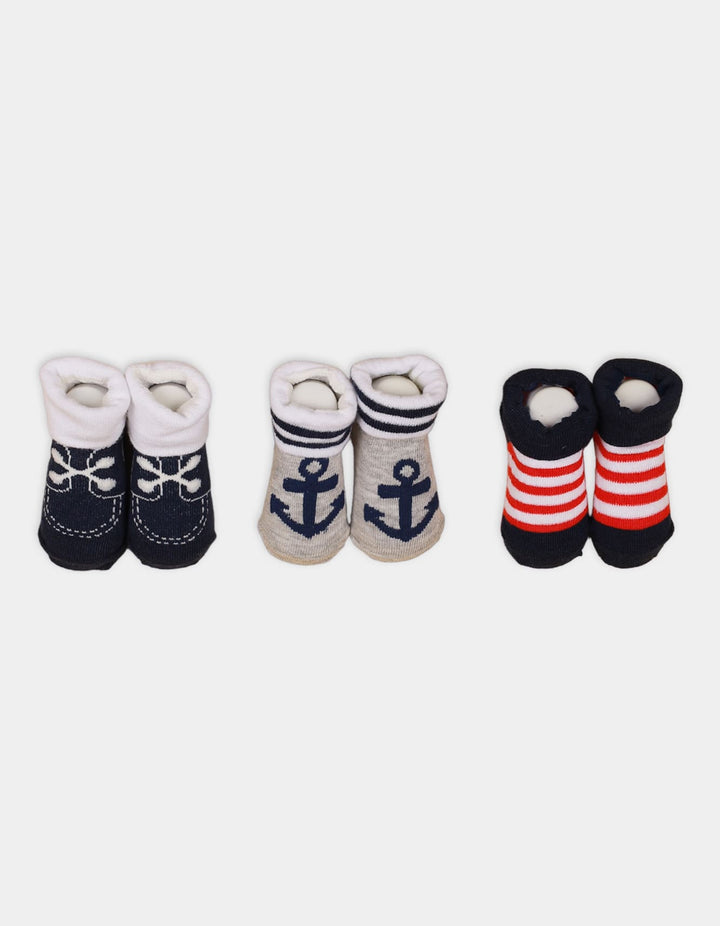 Booties Set for Boys Anchor Theme Pack of 3