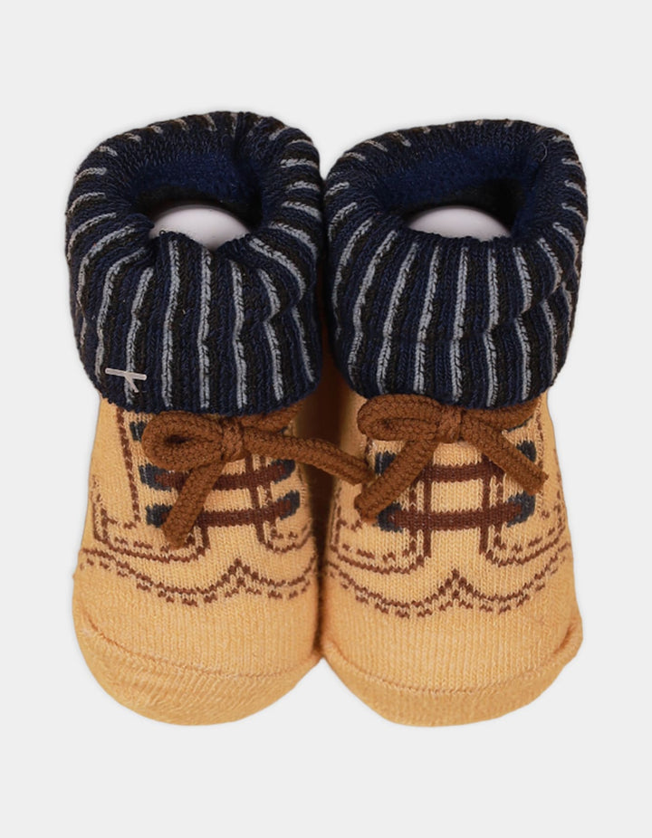 Booties Set for Boys Brown & Blue  Back of 3