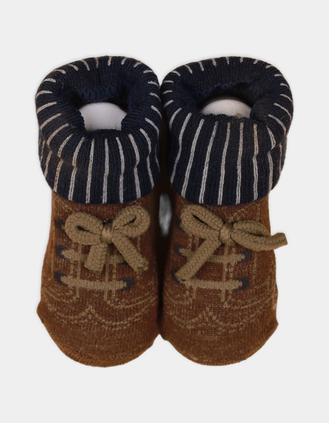 Booties Set for Boys Orange and Brown Pack of 3