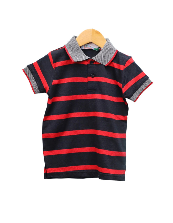 T Shirt Polo Red Stripes Toddler