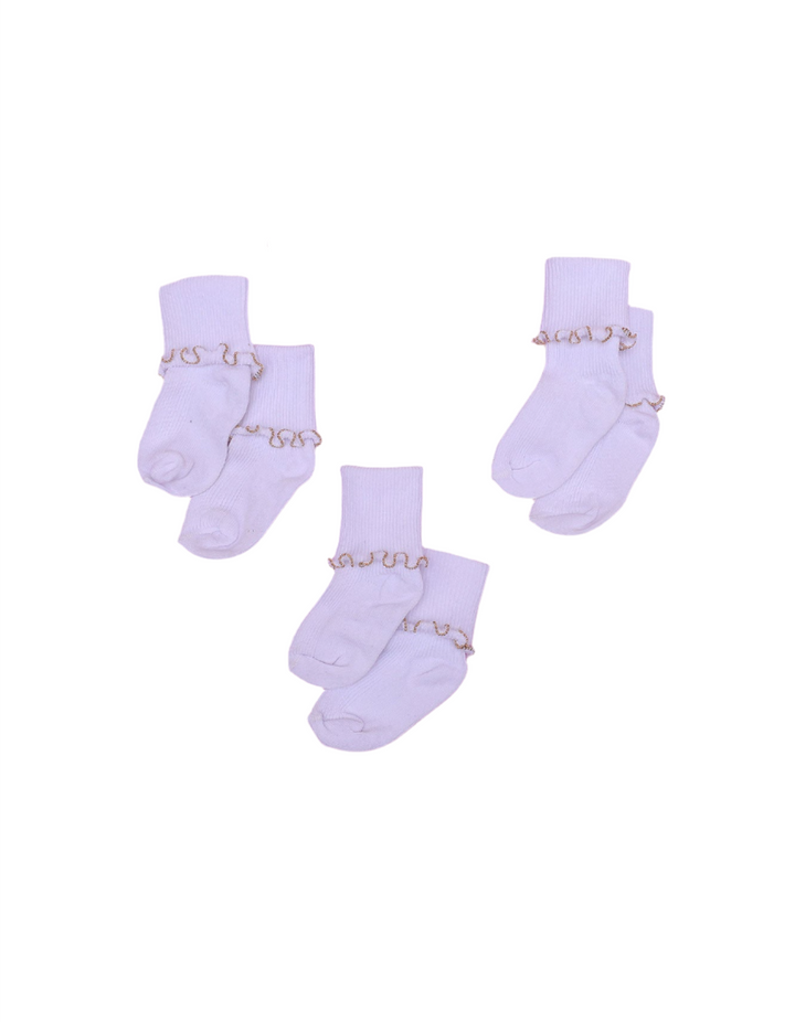 Socks White with Frill Diamantees Ends for Girls