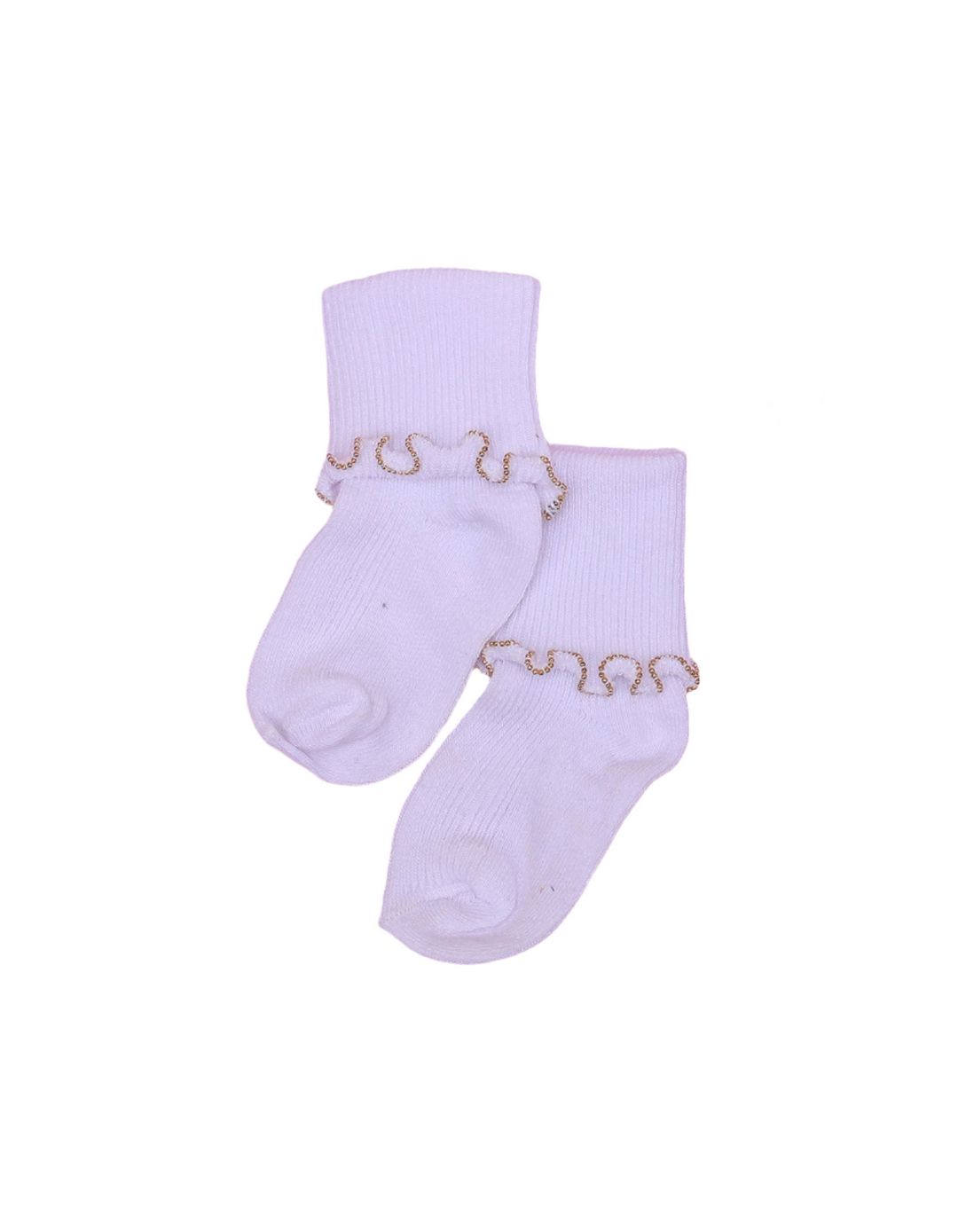 Socks White with Frill Diamantees Ends for Girls