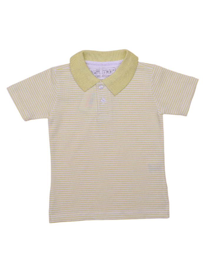 Polo Shirt Lemon with White Stripes