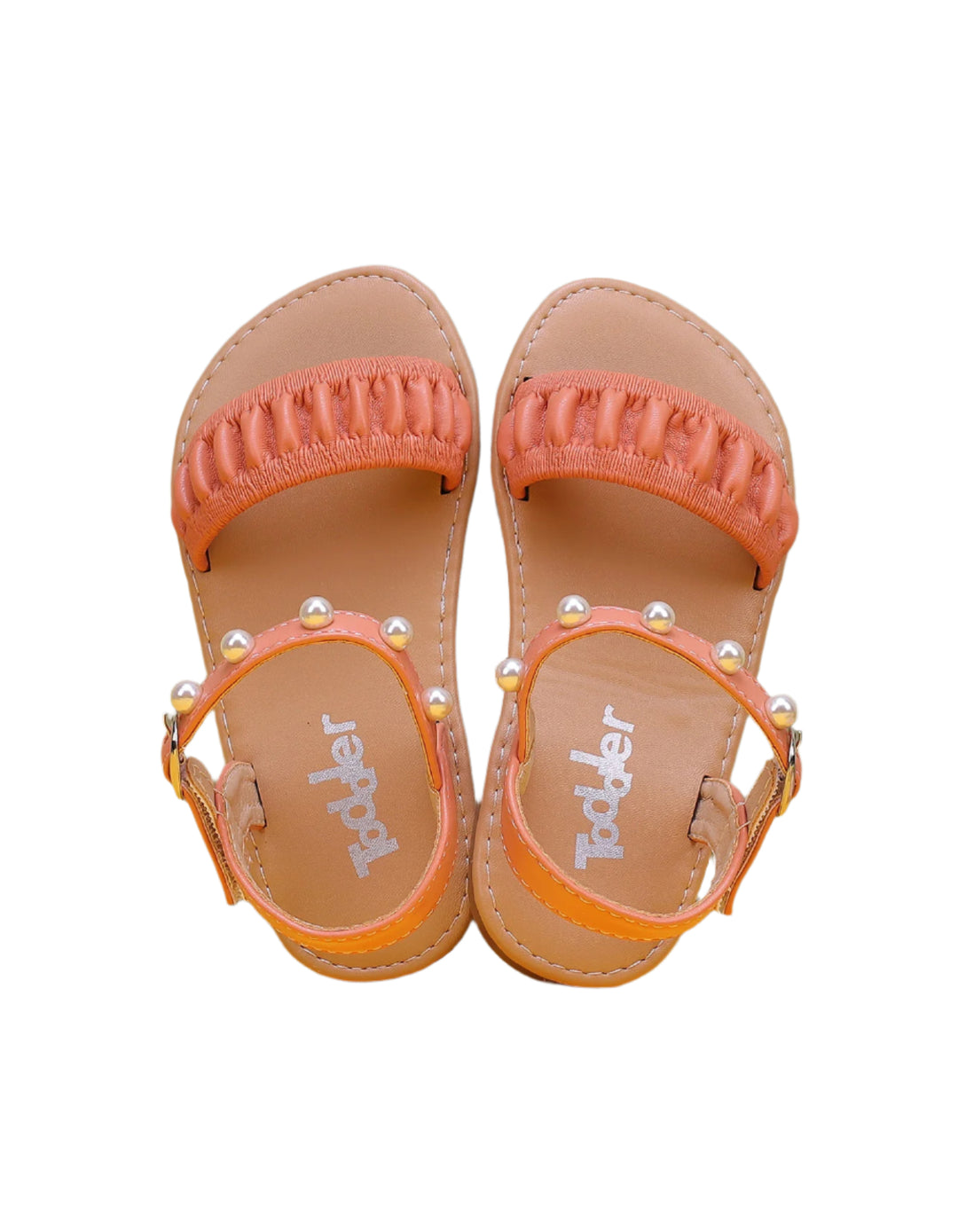 Zubaida's Sandal Delicate Pearl Embellishment - Orange