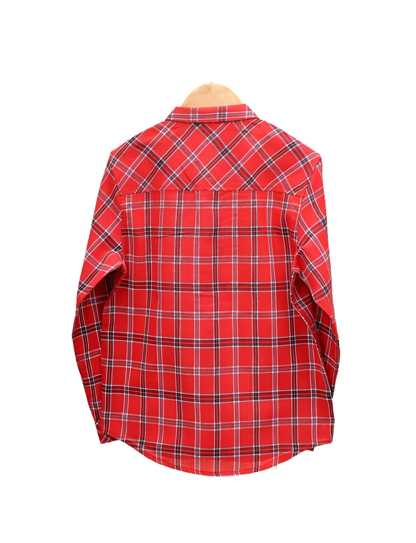 Shirt Red With Checkered Pattern for Boys