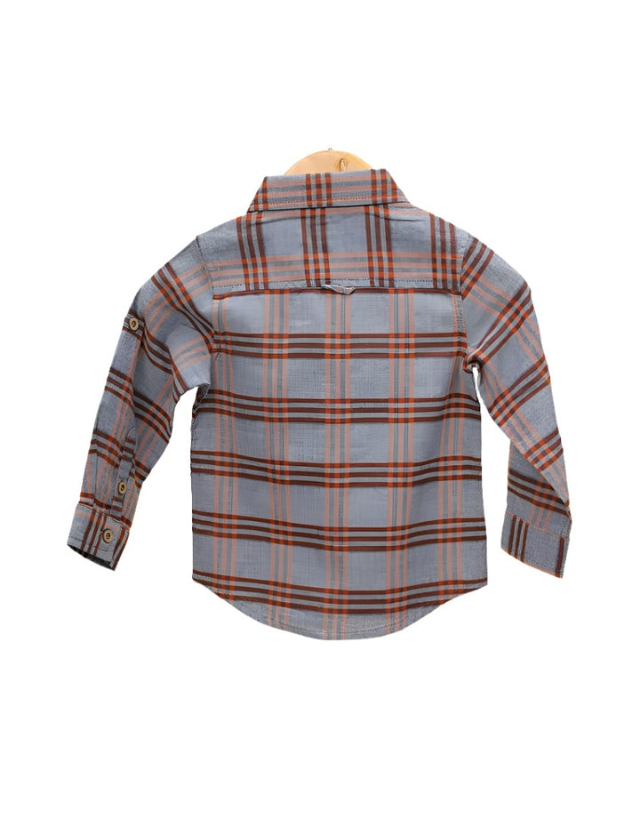 Zubaida's Shirt Brown with Check Print for Boys