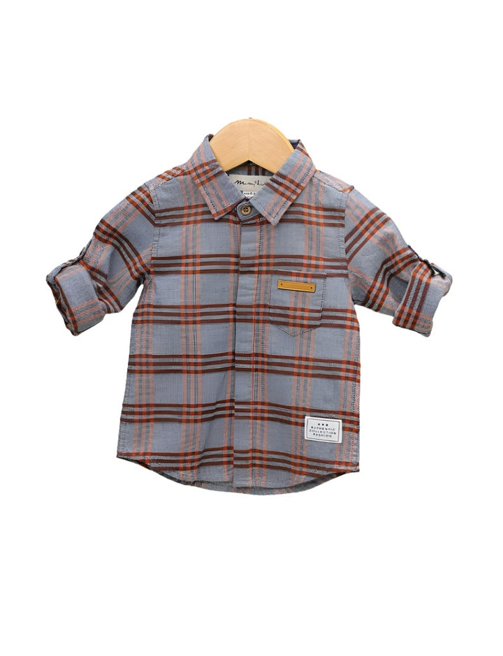 Zubaida's Shirt Brown with Check Print for Boys