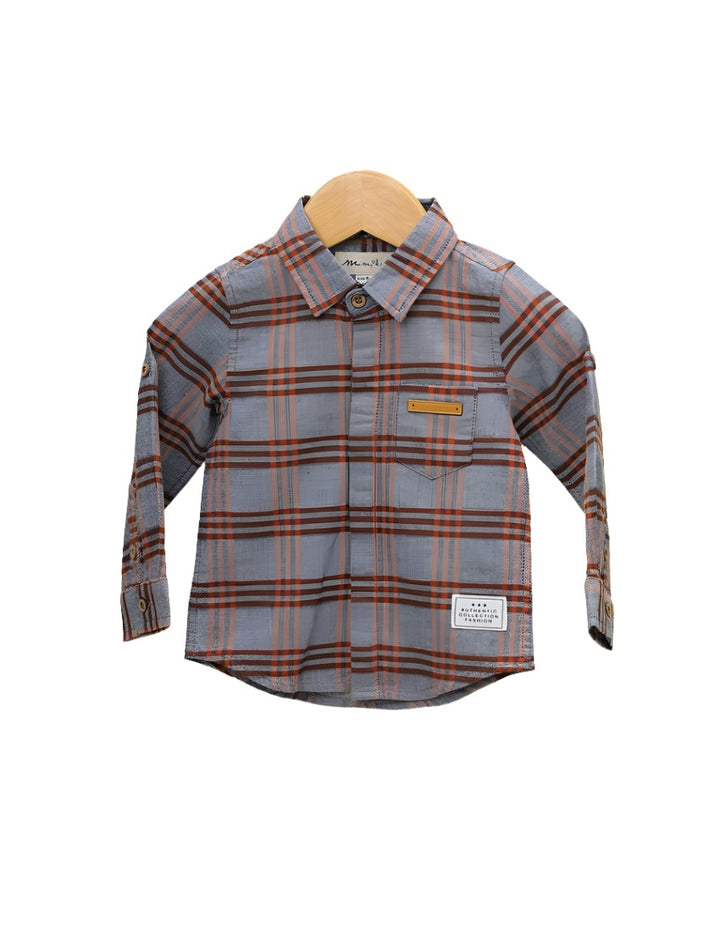 Zubaida's Shirt Brown with Check Print for Boys