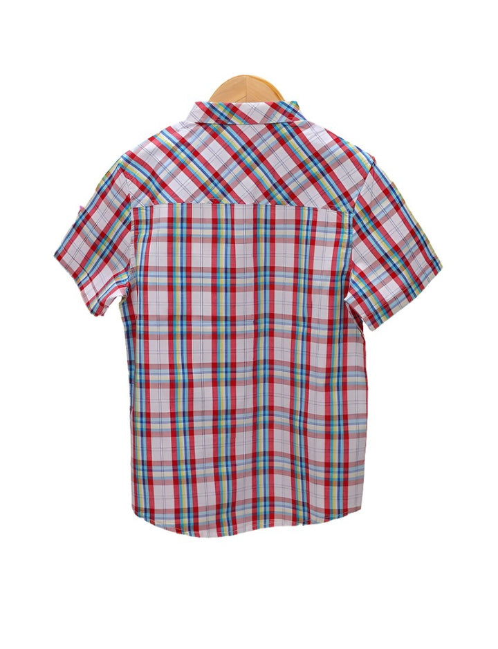 Shirt Red with Multi Check Print for Boys