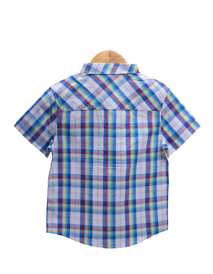 Shirt Blue with Multi Check Print for Boys