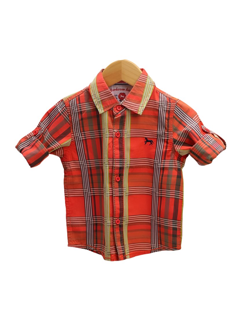 Zubaida's Shirt Orange with Multi Stripes for Boys