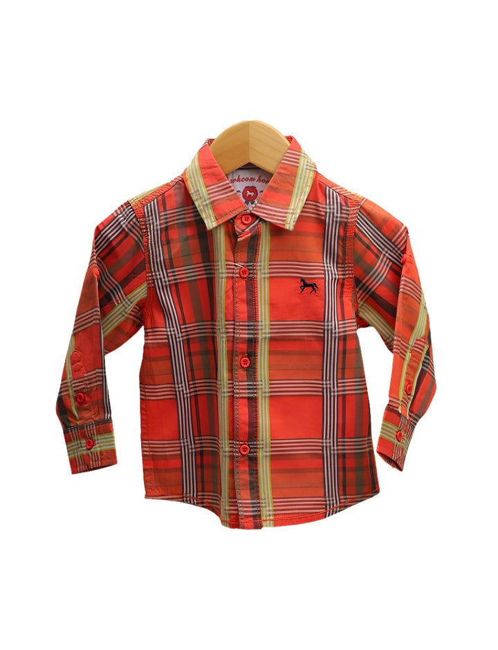 Zubaida's Shirt Orange with Multi Stripes for Boys