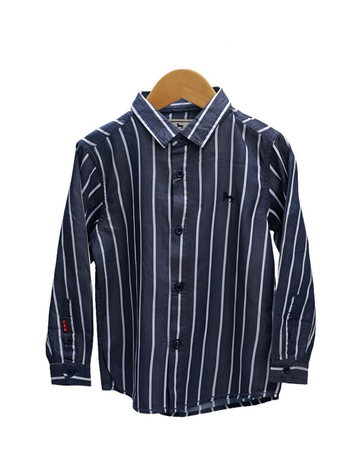 Zubaida's Shirt Navy Blue with White Stripes for Boys