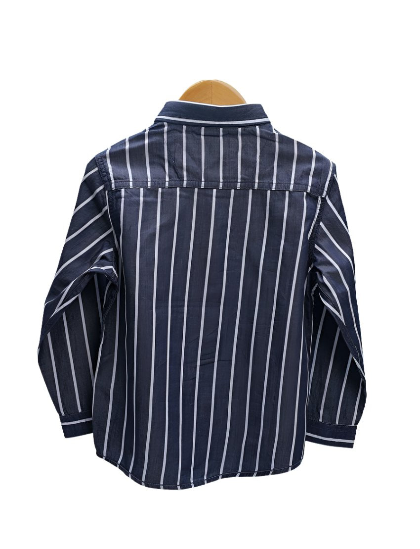 Zubaida's Shirt Navy Blue with White Stripes for Boys