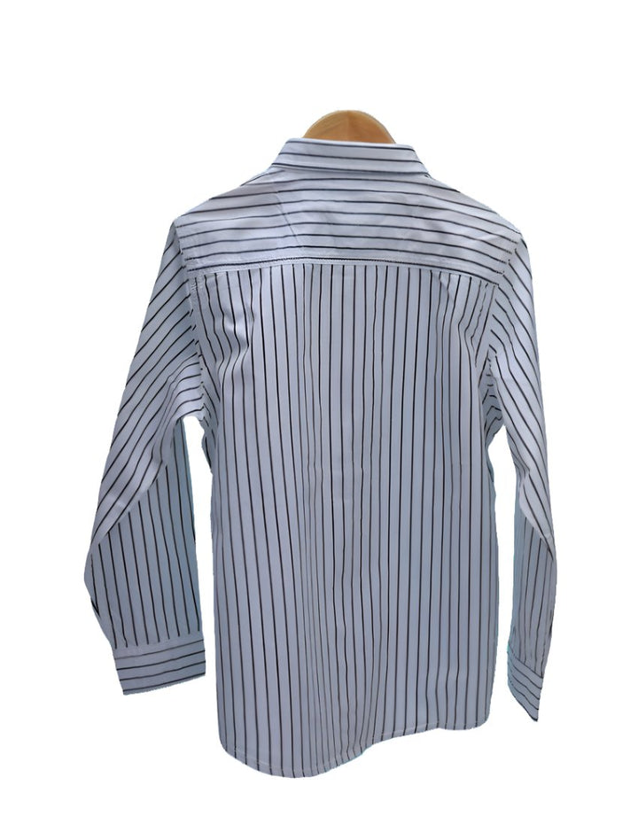 Zubaida's Shirt White with Charcoal Gray Stripes for Boys