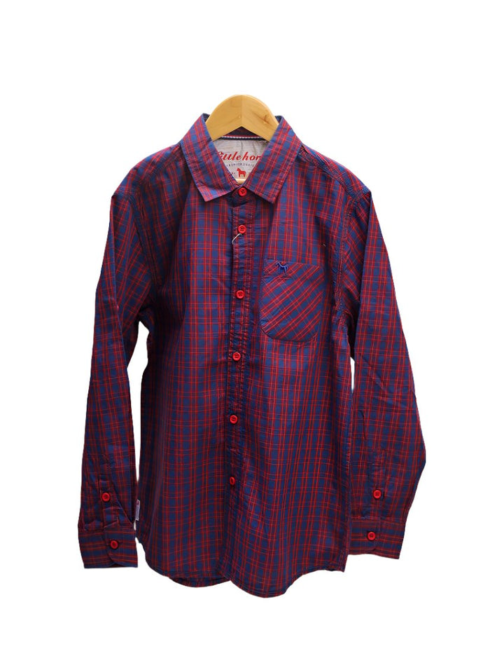 Zubaida's Shirt Red & Navy Blue with Check Print for Boys