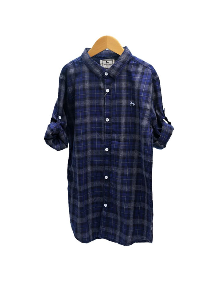 Zubaida's Shirt Blue & Gray with Check Print for Boys