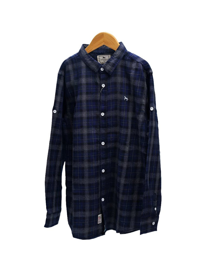 Zubaida's Shirt Blue & Gray with Check Print for Boys