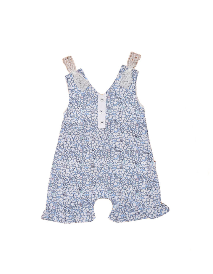 Romper Blue with Floral Print for Girls