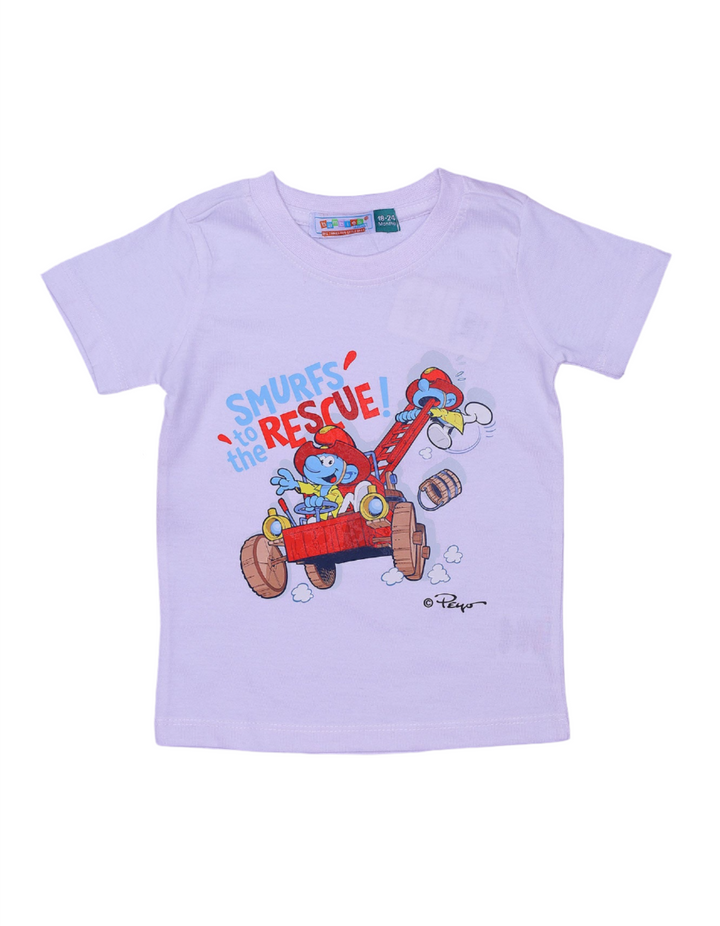 T-Shirt for Boys with Smurfs To The Rescue Theme