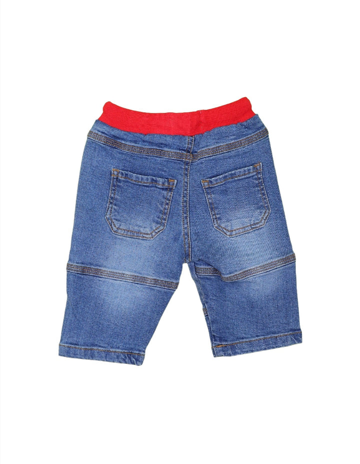 Denim Shorts with Red Waistband for Boys