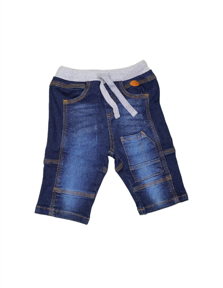 Denim Shorts with Gray Waistband for Boys