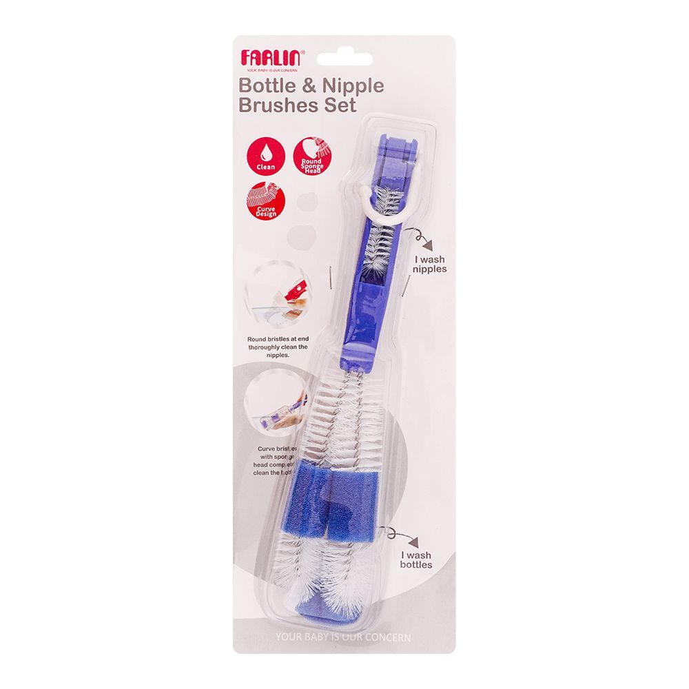 Zubaida's Farlin Bottle & Nipple Brush - Blue - BF-257