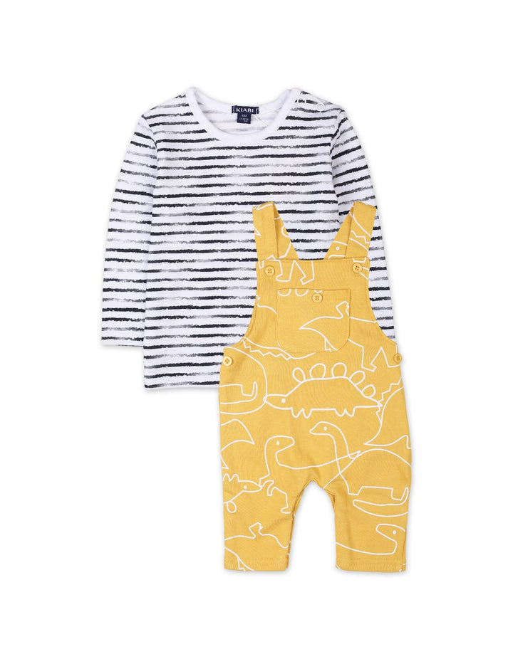 2 Pieces Dungaree Winter Suit Sets Bambies Dino Yellow at Zubaidas