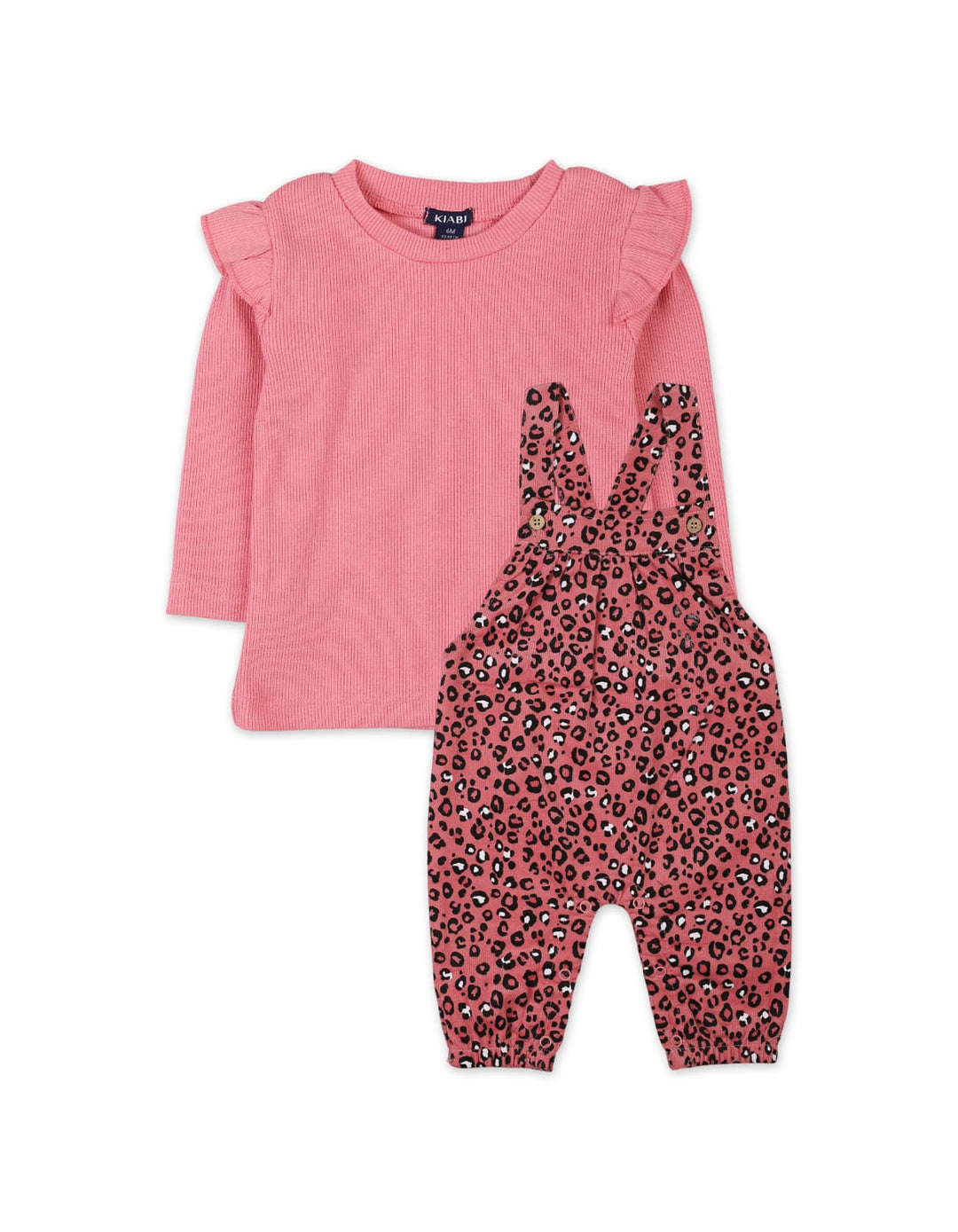 2 Pieces Dungaree Winter Suit Sets Bambies Leopard Pink at Zubaidas
