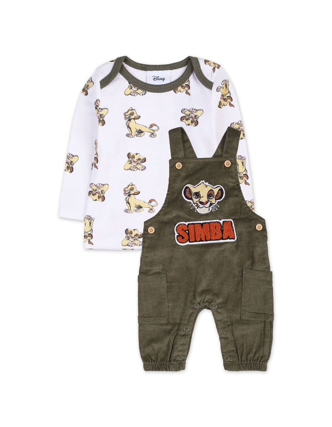 2 Pieces Dungaree Winter Suit Sets Bambies The Lion King Olive and White at Zubaidas