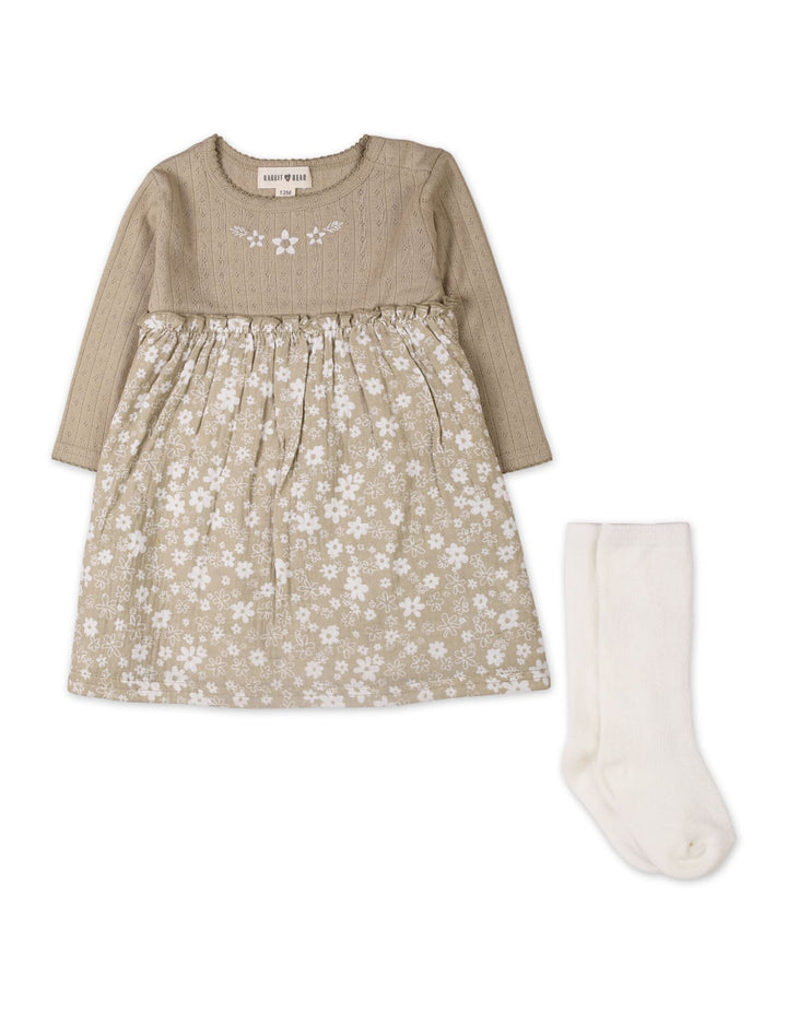 2 Pieces Winter Dress Set Bambies Floral Beige at Zubaidas